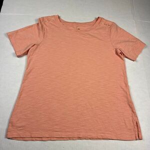 Spartina Womens Slub T-Shirt Peach Short Sleeve Casual Soft Cotton Basic Tee M